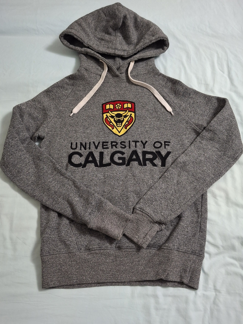 Official University of Calgary Crest Fleece Pullover Hoodie - Heather Grey